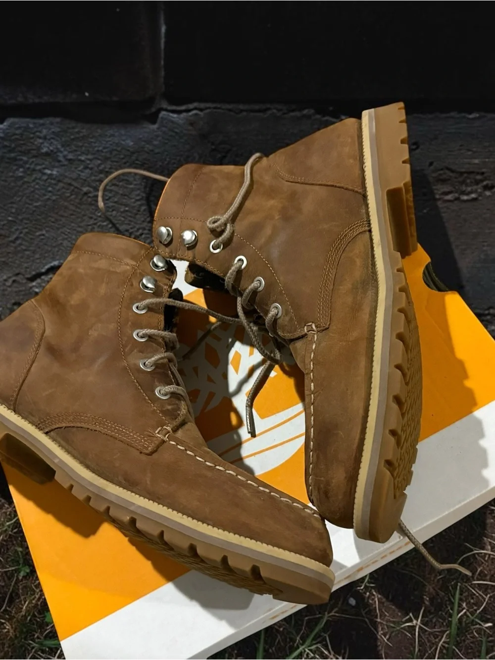 Timberland Men's Tan Suede Lace-Up Moc Toe Boots